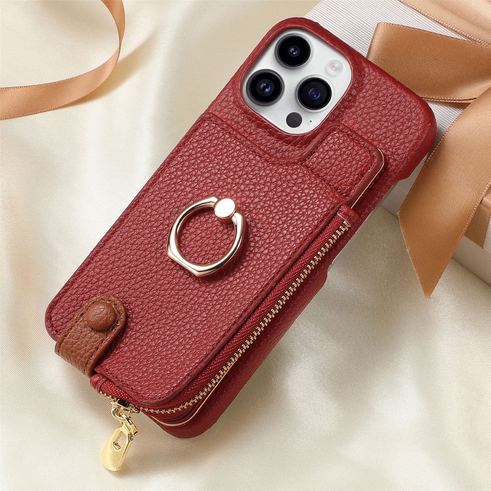 Multi-Function Phone Case – Ring, Zipper & Card Holder for 16 Phones