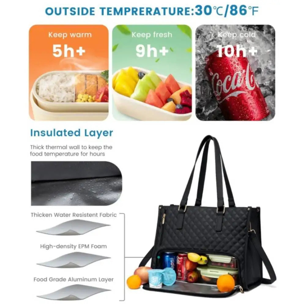 Office Lunch Bag for Women - Thermal & Leakproof with Laptop Sleeve