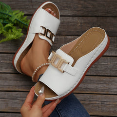 Trendy Peep-Toe Wedge Sandals for Women – Summer Platform Slides
