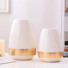 Marbled Ceramic Vase – Golden Ring Accent