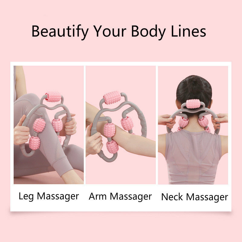 U-Shape Trigger Point Massage Roller – 4-Wheel Full Body Muscle Massager
