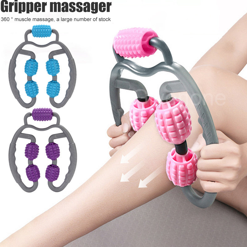 U-Shape Trigger Point Massage Roller – 4-Wheel Full Body Muscle Massager