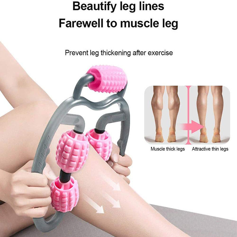 U-Shape Trigger Point Massage Roller – 4-Wheel Full Body Muscle Massager
