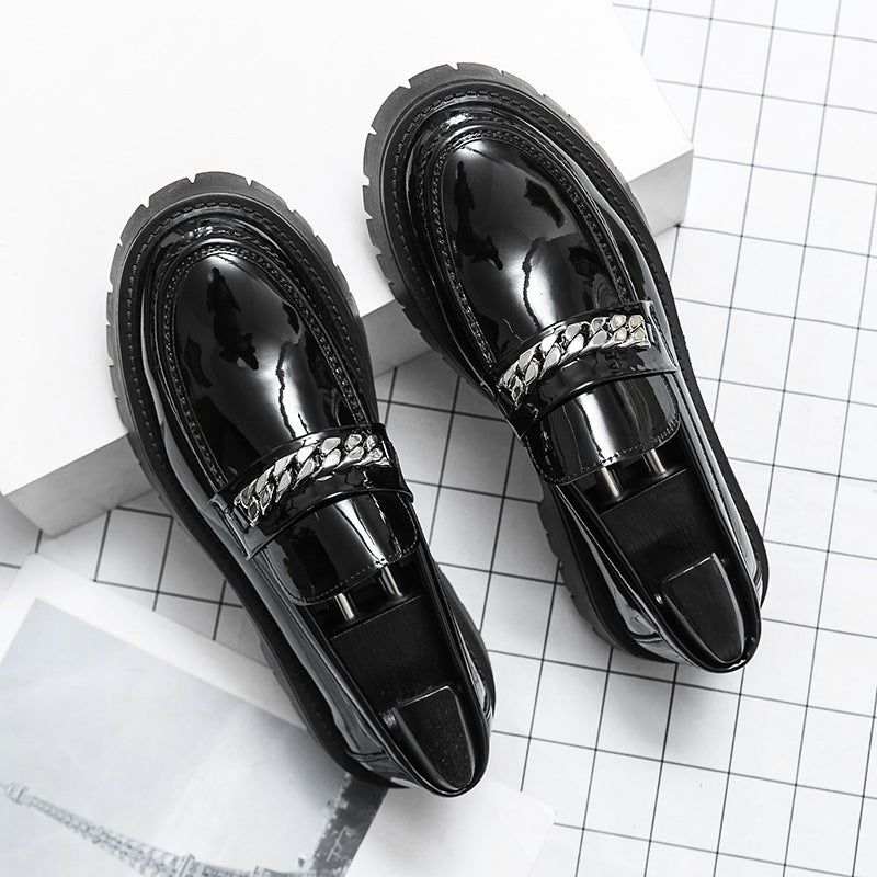 Glossy Patent Leather Loafers – Thick Sole & Elevated Heel