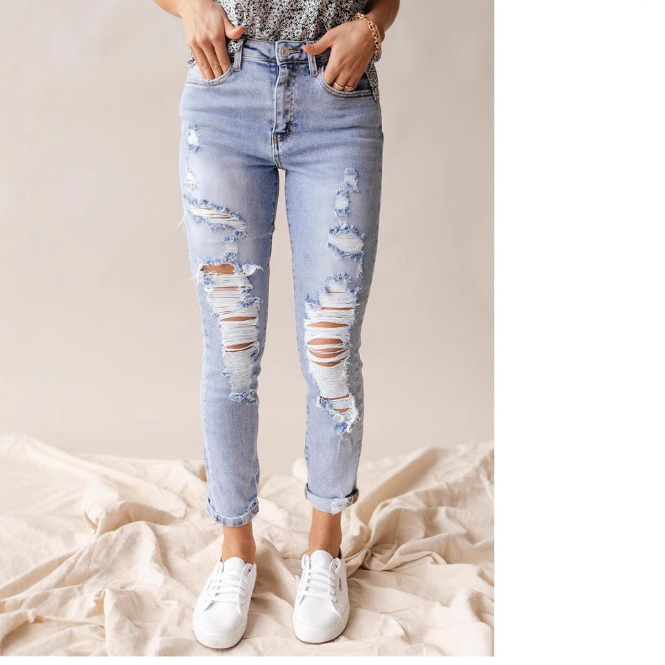 Women’s Vintage Ripped Jeans – High Waist