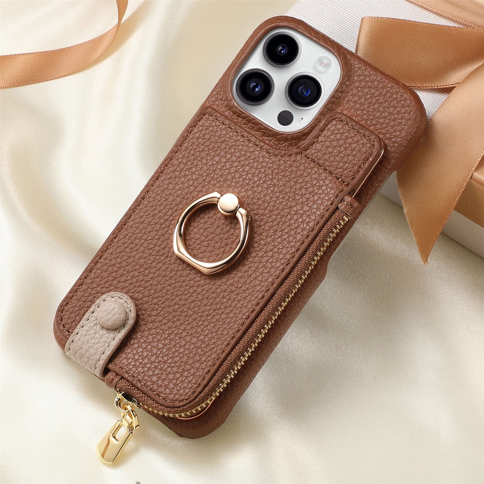 Multi-Function Phone Case – Ring, Zipper & Card Holder for 16 Phones