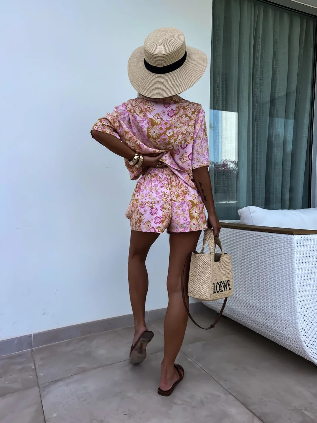 Women’s Printed Two-Piece – Short-Sleeve Blazer & Shorts