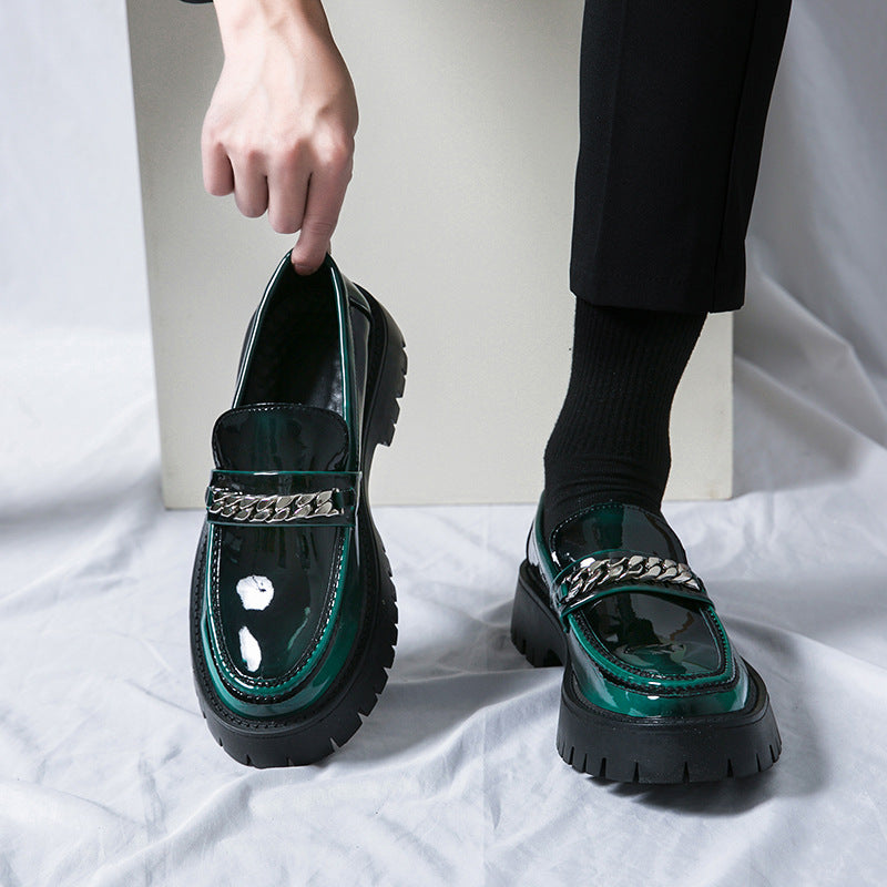 Glossy Patent Leather Loafers – Thick Sole & Elevated Heel