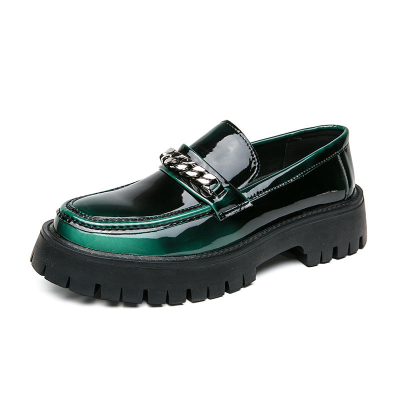 Glossy Patent Leather Loafers – Thick Sole & Elevated Heel