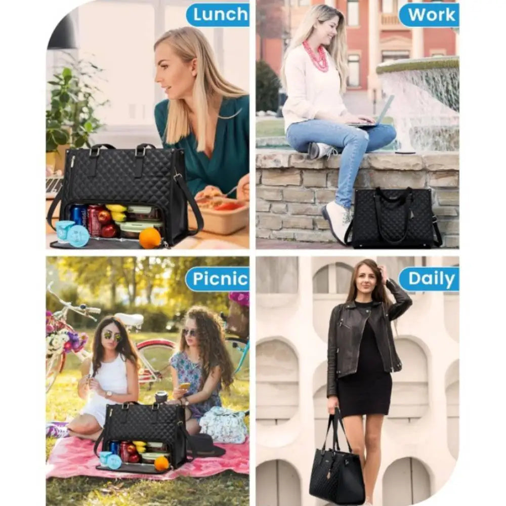 Office Lunch Bag for Women - Thermal & Leakproof with Laptop Sleeve