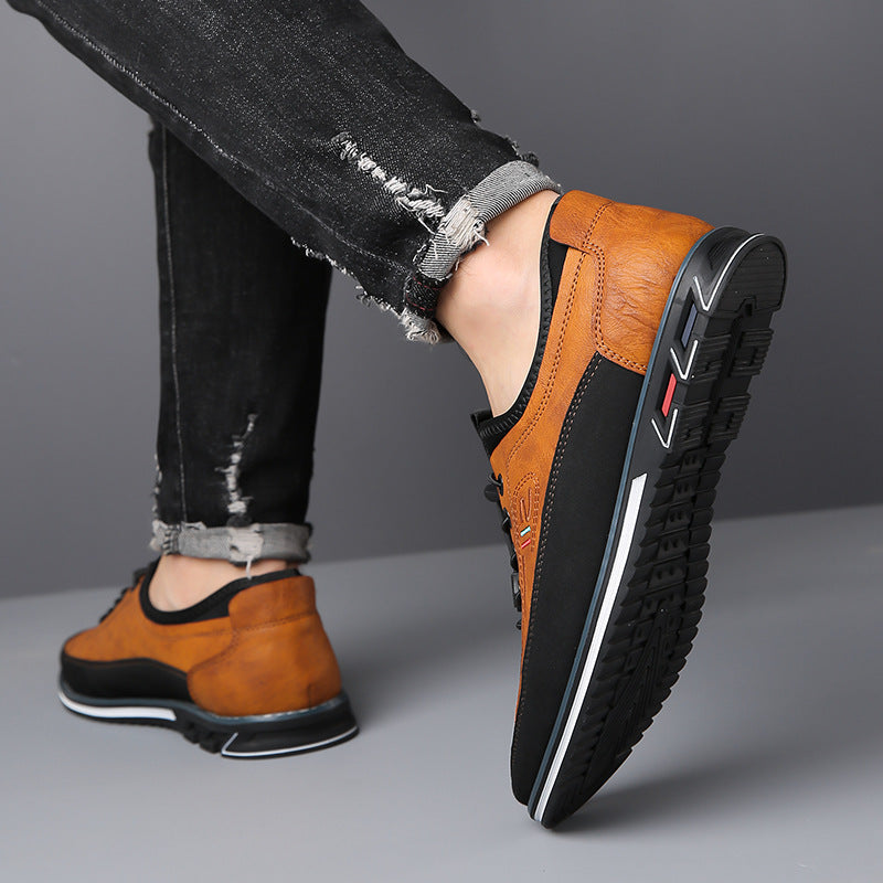 Men's Waterproof Leather Sports Shoes - Slip-Resistant Comfort