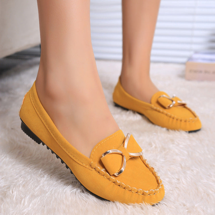 Women’s Casual Bowknot Flats – Solid Color Cozy Loafers