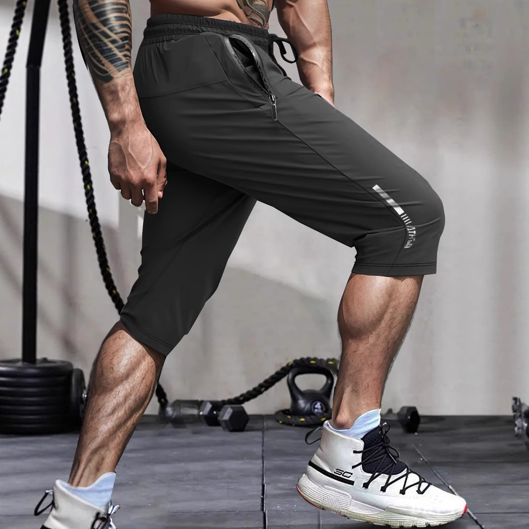 Men's Ice Silk Cropped Pants – Quick-Dry & Casual Sport Style