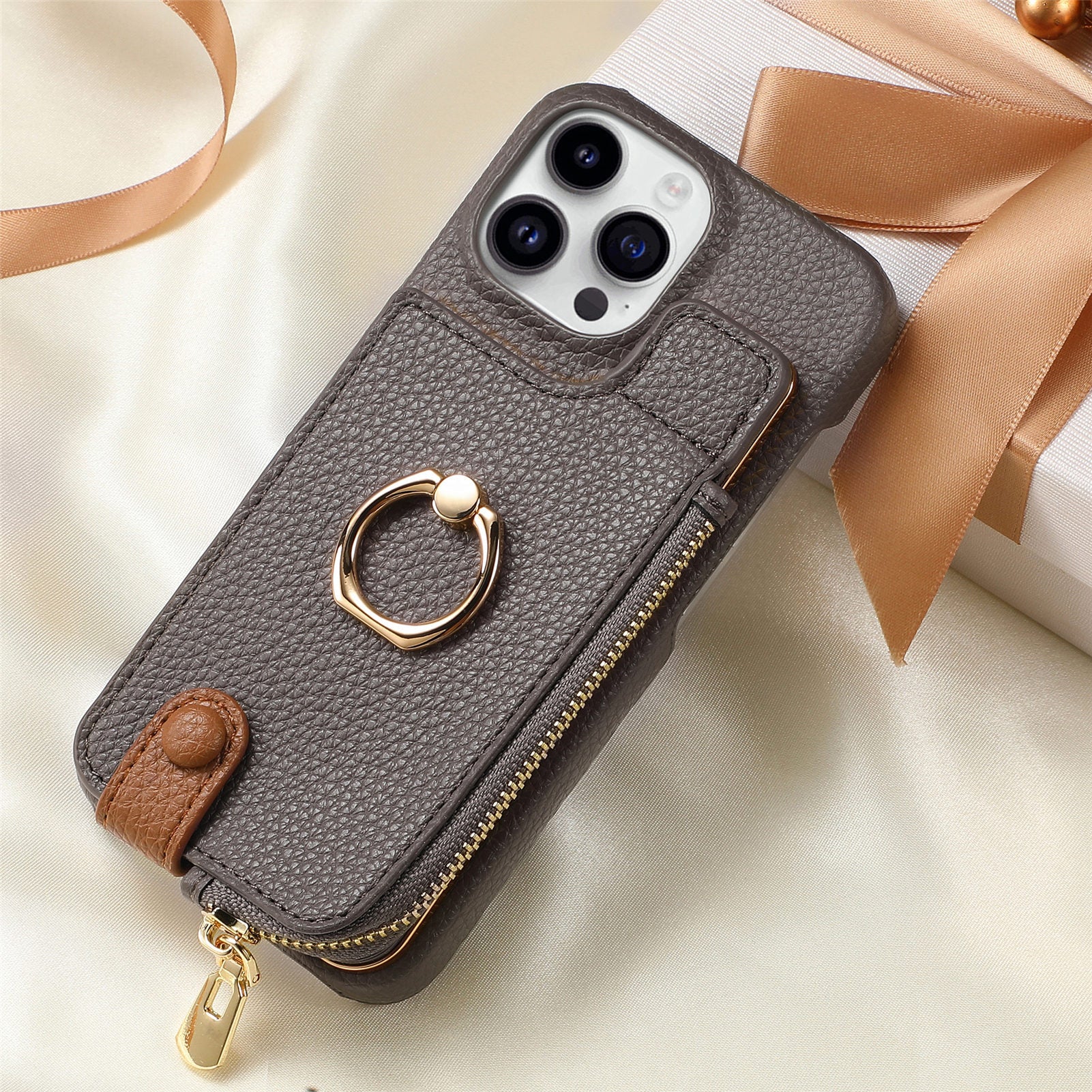 Multi-Function Phone Case – Ring, Zipper & Card Holder for 16 Phones