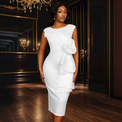 Floral White Dress – Slim Fit for Party, Wedding & Bridesmaids