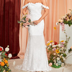 Lace Tube Top Evening Dress – Backless, Strapped & Trailing Design