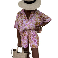 Women’s Printed Two-Piece – Short-Sleeve Blazer & Shorts