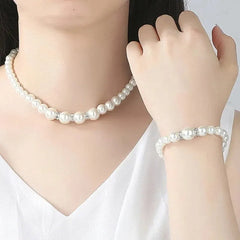 3PCS Pearl Jewelry Set – Necklace, Bracelet & Earrings for Women
