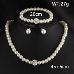 3PCS Pearl Jewelry Set – Necklace, Bracelet & Earrings for Women