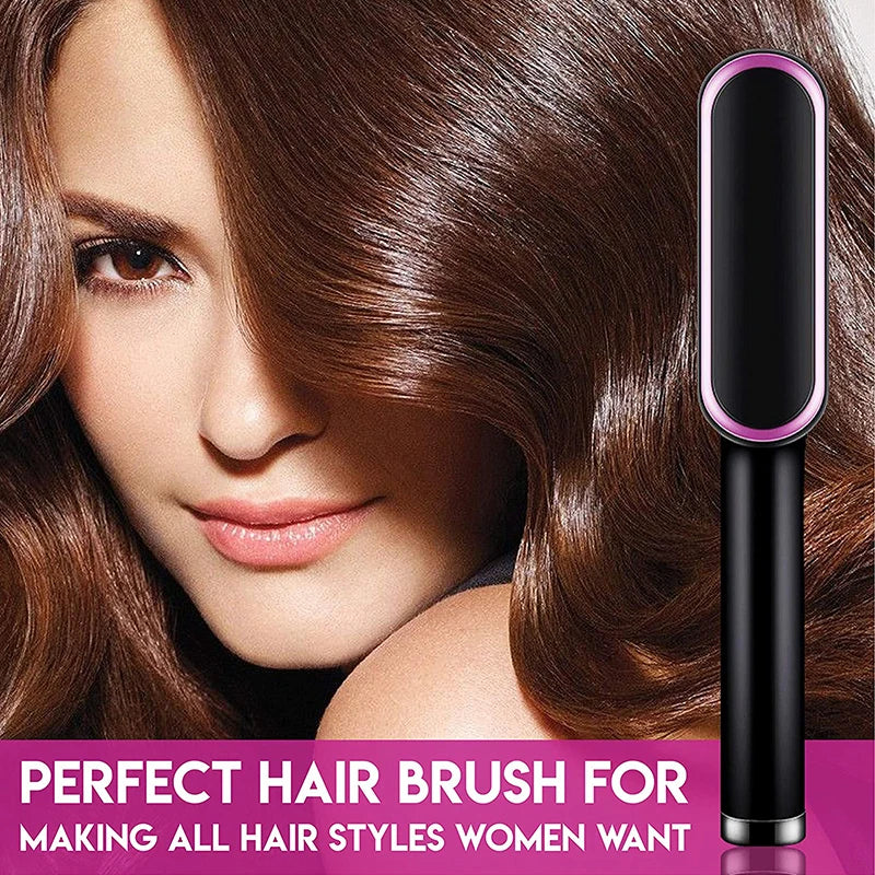 Professional Hair &amp; Beard Straightener – Anti-Scald Heated Brush