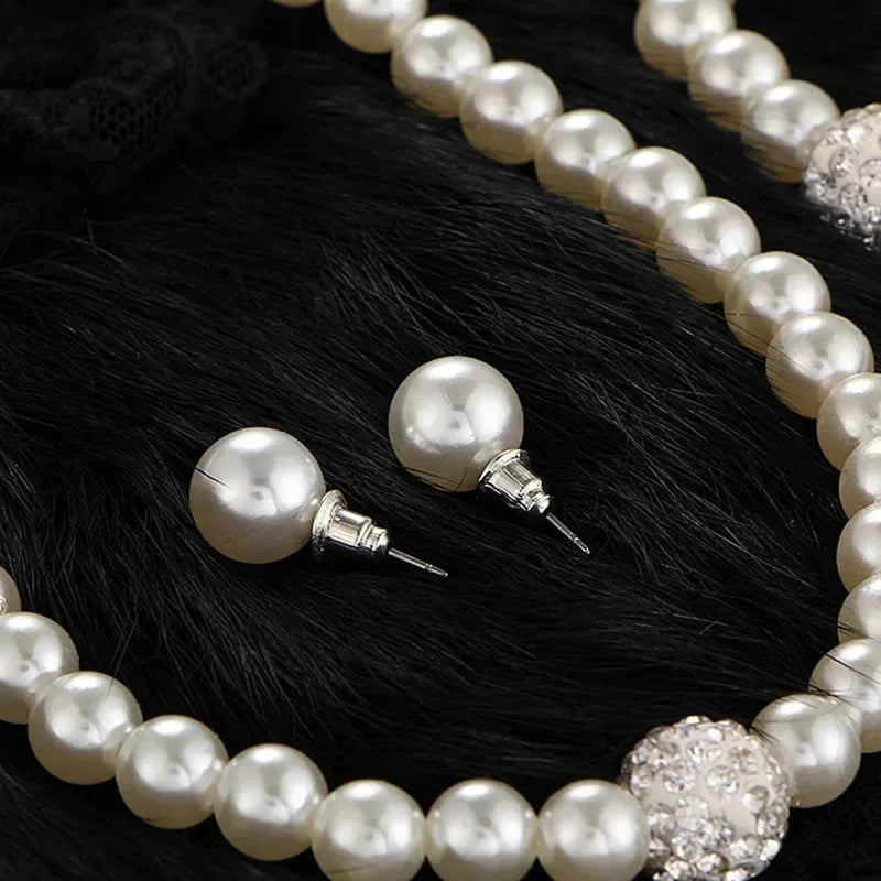 3PCS Pearl Jewelry Set – Necklace, Bracelet & Earrings for Women