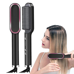 Professional Hair &amp; Beard Straightener – Anti-Scald Heated Brush