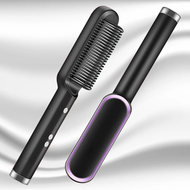 Professional Hair &amp; Beard Straightener – Anti-Scald Heated Brush