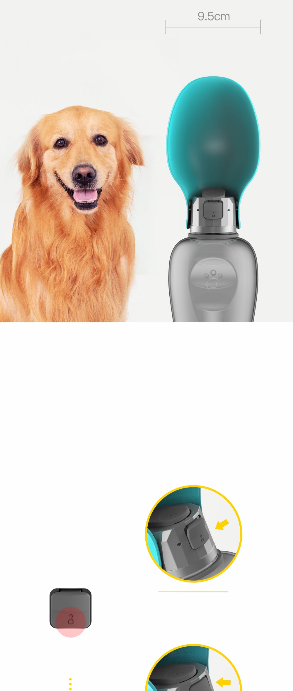800ml Portable Dog Water Bottle with Foldable Bowl – Travel Pet Accessory