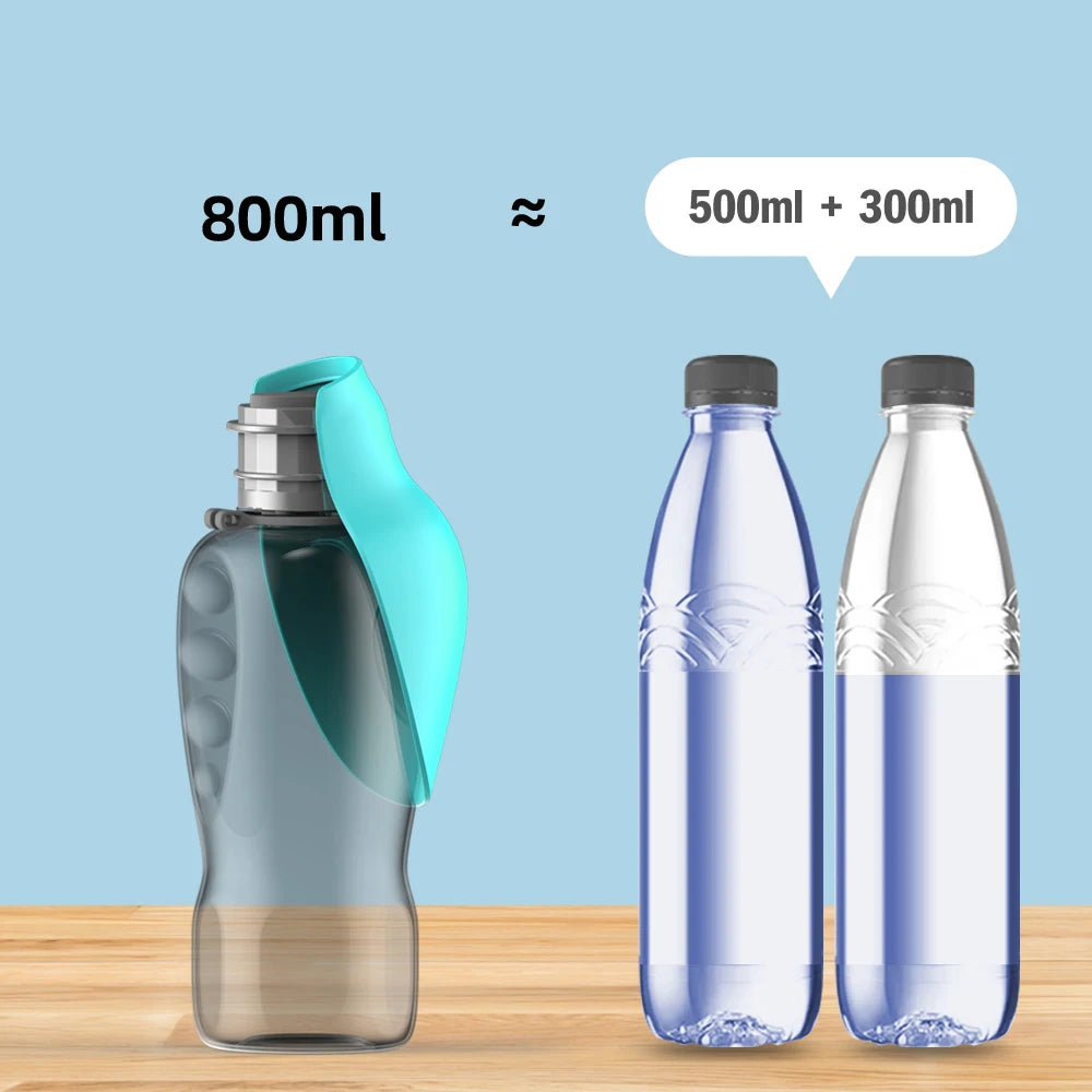 800ml Portable Dog Water Bottle with Foldable Bowl – Travel Pet Accessory