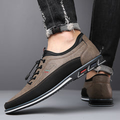 Men's Waterproof Leather Sports Shoes - Slip-Resistant Comfort