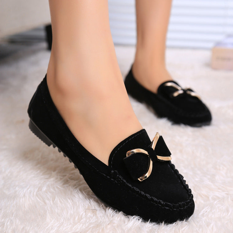 Women’s Casual Bowknot Flats – Solid Color Cozy Loafers