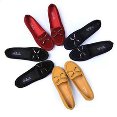 Women’s Casual Bowknot Flats – Solid Color Cozy Loafers
