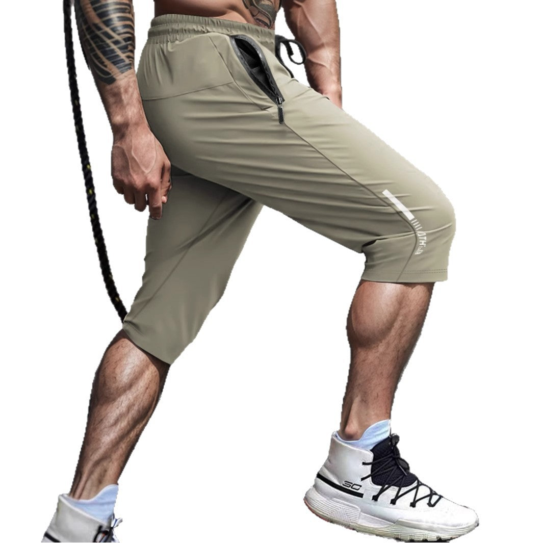 Men's Ice Silk Cropped Pants – Quick-Dry & Casual Sport Style
