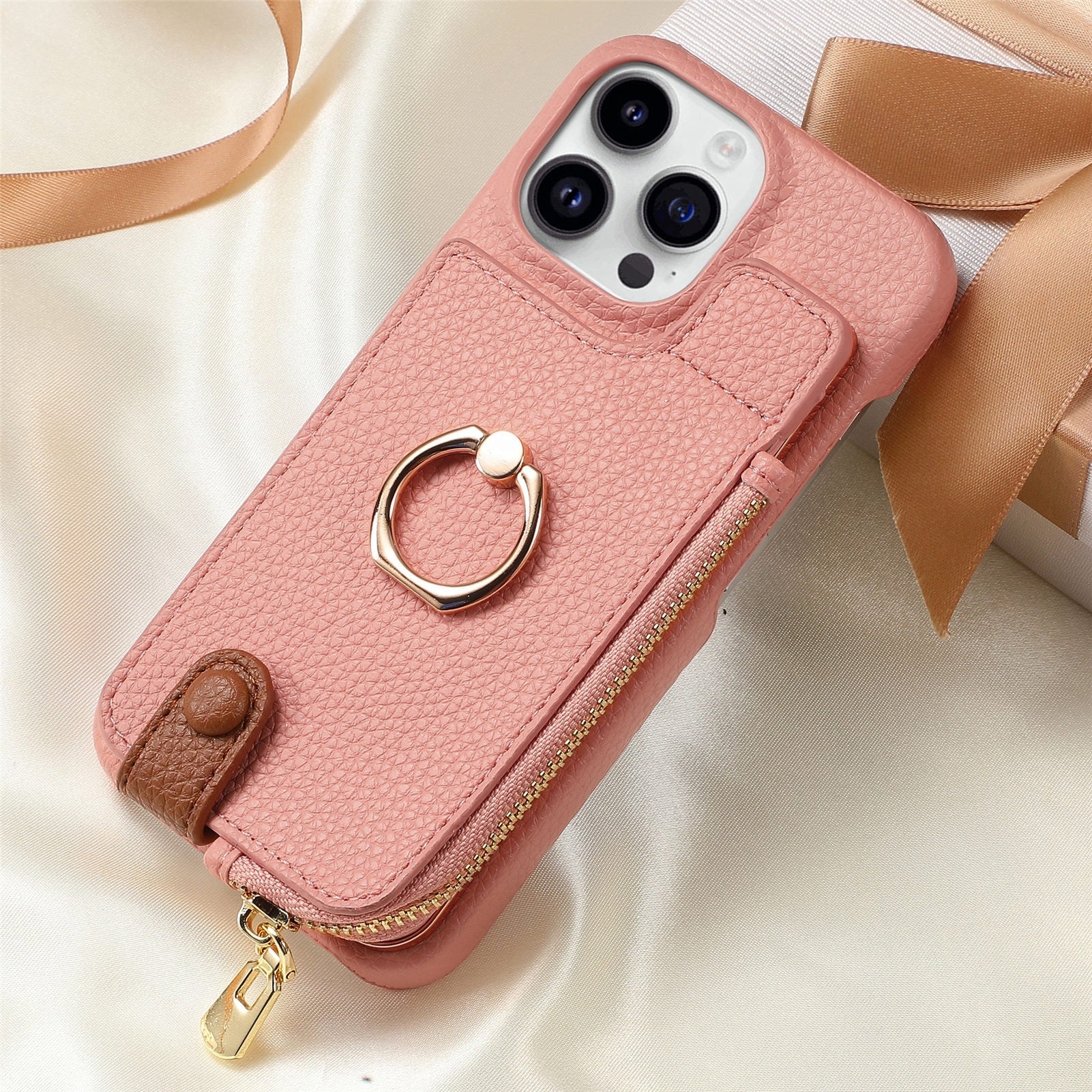 Multi-Function Phone Case – Ring, Zipper & Card Holder for 16 Phones