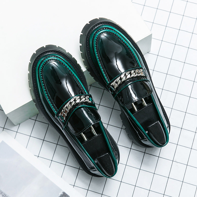 Glossy Patent Leather Loafers – Thick Sole & Elevated Heel