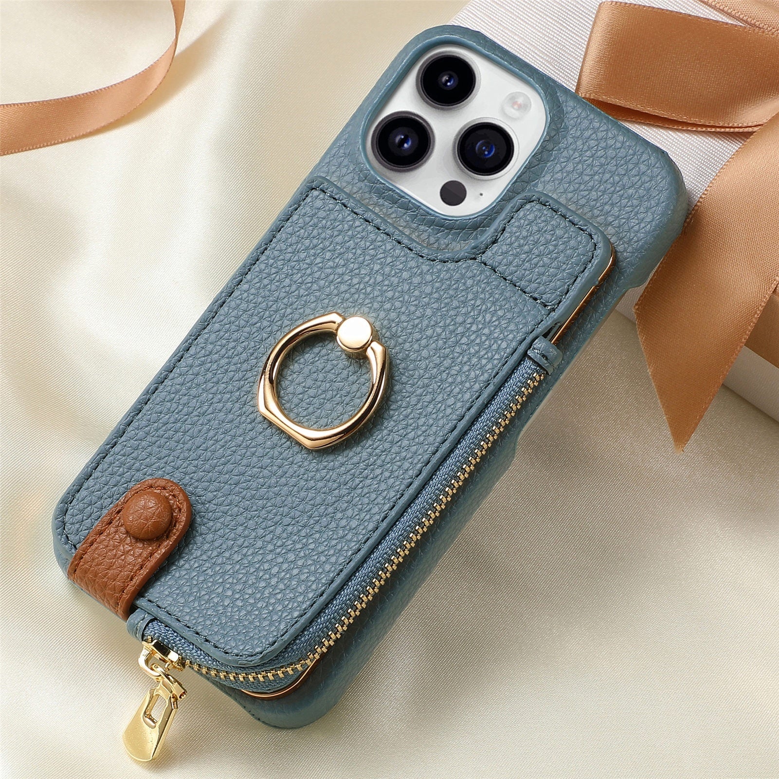 Multi-Function Phone Case – Ring, Zipper & Card Holder for 16 Phones