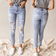 Women’s Vintage Ripped Jeans – High Waist