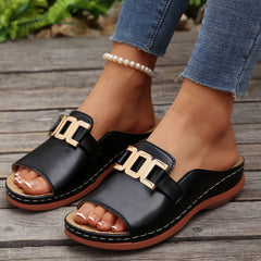 Trendy Peep-Toe Wedge Sandals for Women – Summer Platform Slides